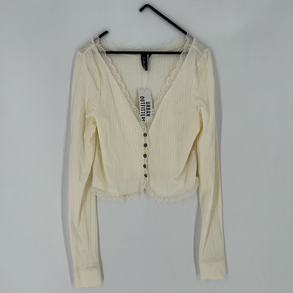 Urban Outfitters Lace Knit Dainty Out From Under Yvonne Button Through Cardigan - Picture 2 of 7